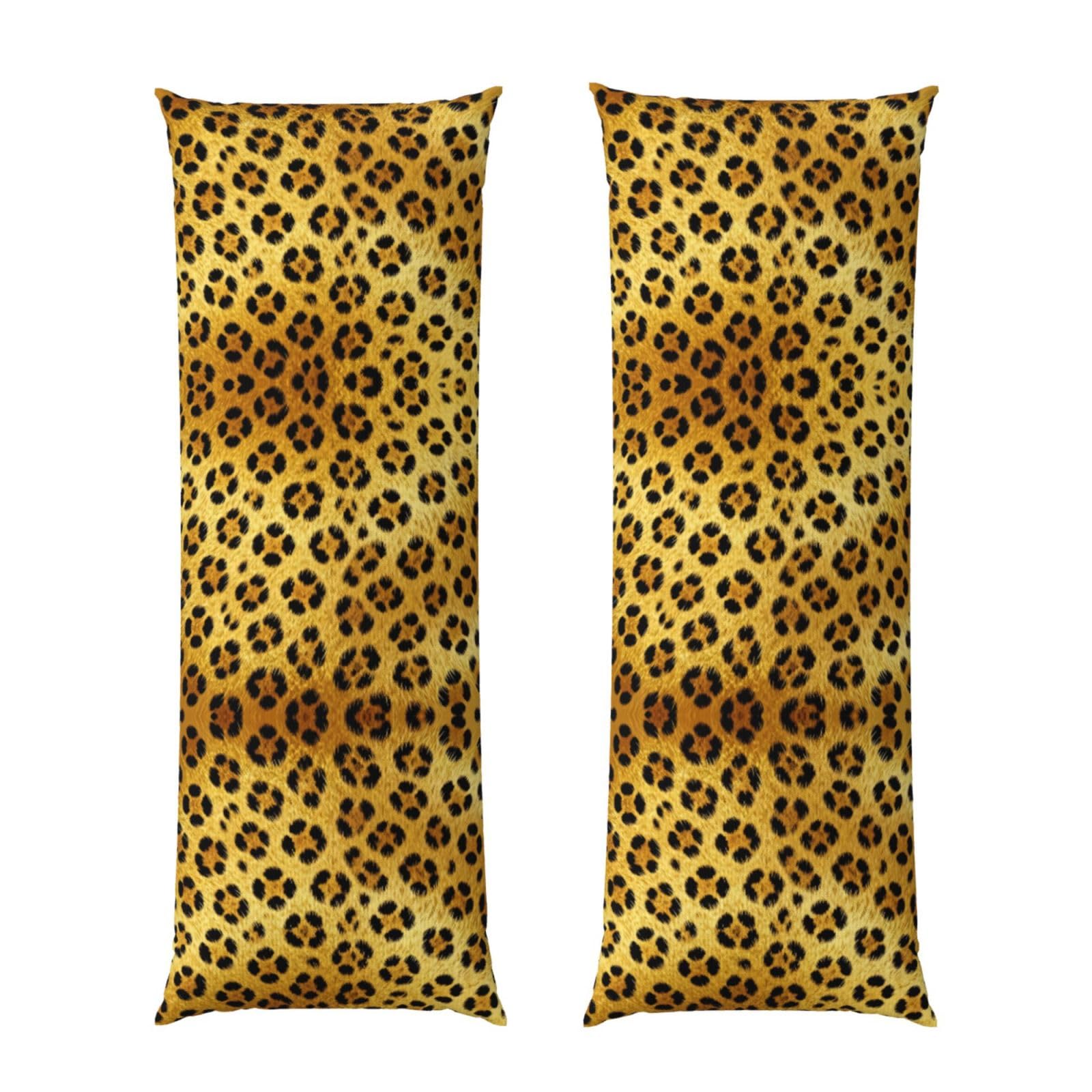 Yello Leopard print Body Pillowcase 20x60-Ultra Soft Plush Long Pillow Cover with Hidden Zip for Sleeping