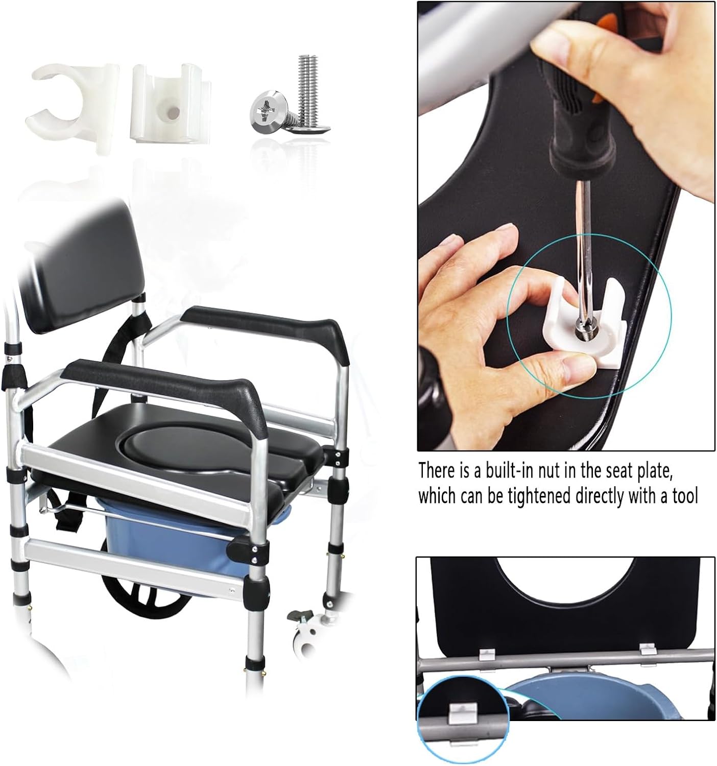 Commode Seat Cushion Super Soft Sponge Padded Commode Chair Seat Pad Black U-Shaped Liner for Bedside Potty Chair Shower Wheelchair Potty Chair Cushion PU