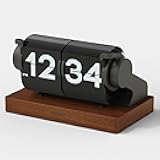 Automatic Mini Flip Clock, Retro Vintage Automatic Flip Desk Clock, Timer Calendar Alarm, Snooze, Desk Clock Large Number USB-C Rechargeable, Ideal for Home Office School Hotel Café (Black)