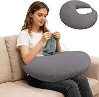 Foreard Crochet U-Shaped Lap Pillow for Gaming Reading Laptop - Ergonomic Arm Knee Support Dark Gray