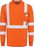 Vista 9 de BOCOMAL FR Tee Shirts High Visibility/Hi Vis Flame Resistant/Fire Retardant Shirt 7oz Reflective Hombres Seguridad Camisas