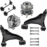 Vista 101 de Detroit Axle - Kit de suspensión de 14 piezas para Jeep Liberty 2006-2007, 2 cubos de rodamiento de ruedas, 2 brazos de control superior, 2 rótulas