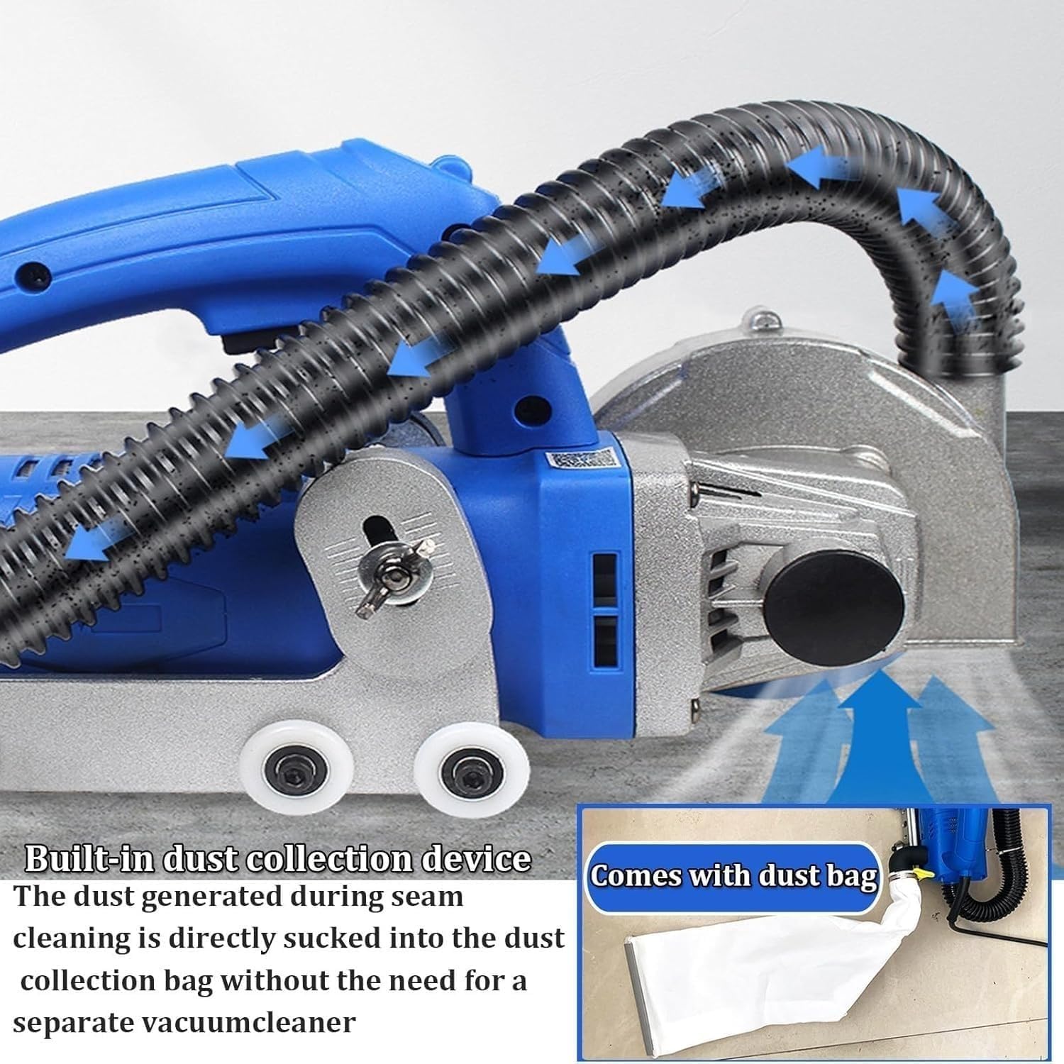 Máquina De Limpieza De Juntas De Azulejos De 1200 W, 9000 Rpm, Herramienta De Ranurado De Espacios De Azulejos Con Bolsa For El Polvo, Limpiador Eléctrico Doméstico For Paredes De Pisos