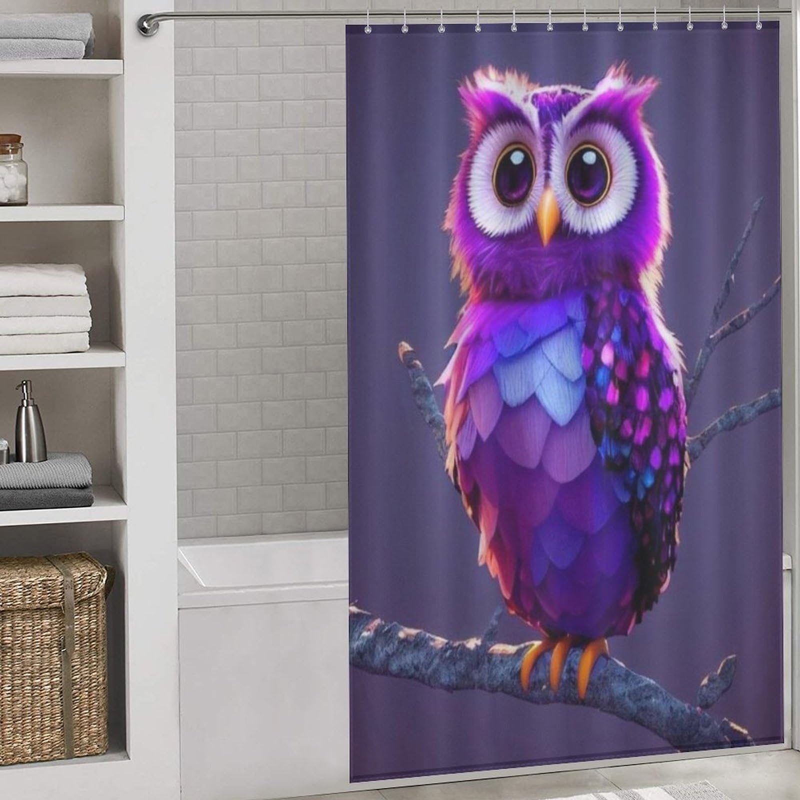 Rideau de douche hibou étanche pour égayer la salle de bain des enfants