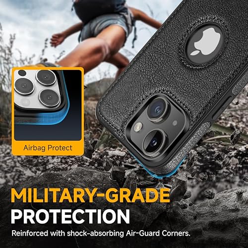 Miniatura 6 de Logo Visible - Funda compatible con iPhone 13 Mini, funda de cuero vegano de lujo, ultra delgada, funda de negocios 2021 de 5.4 pulgadas (negro)