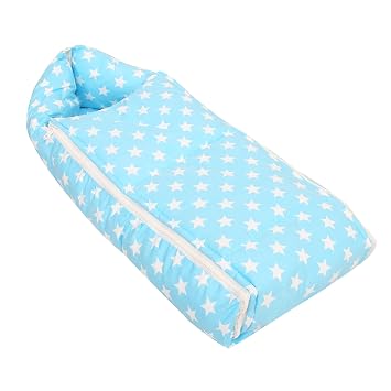 Parent Baby Cotton Sleeping Bed Cum Carrying Nest Bag with Storage Bag # Large Size 77 Cms X 40 Cms # 0-9 Months (SkyBlue Star)