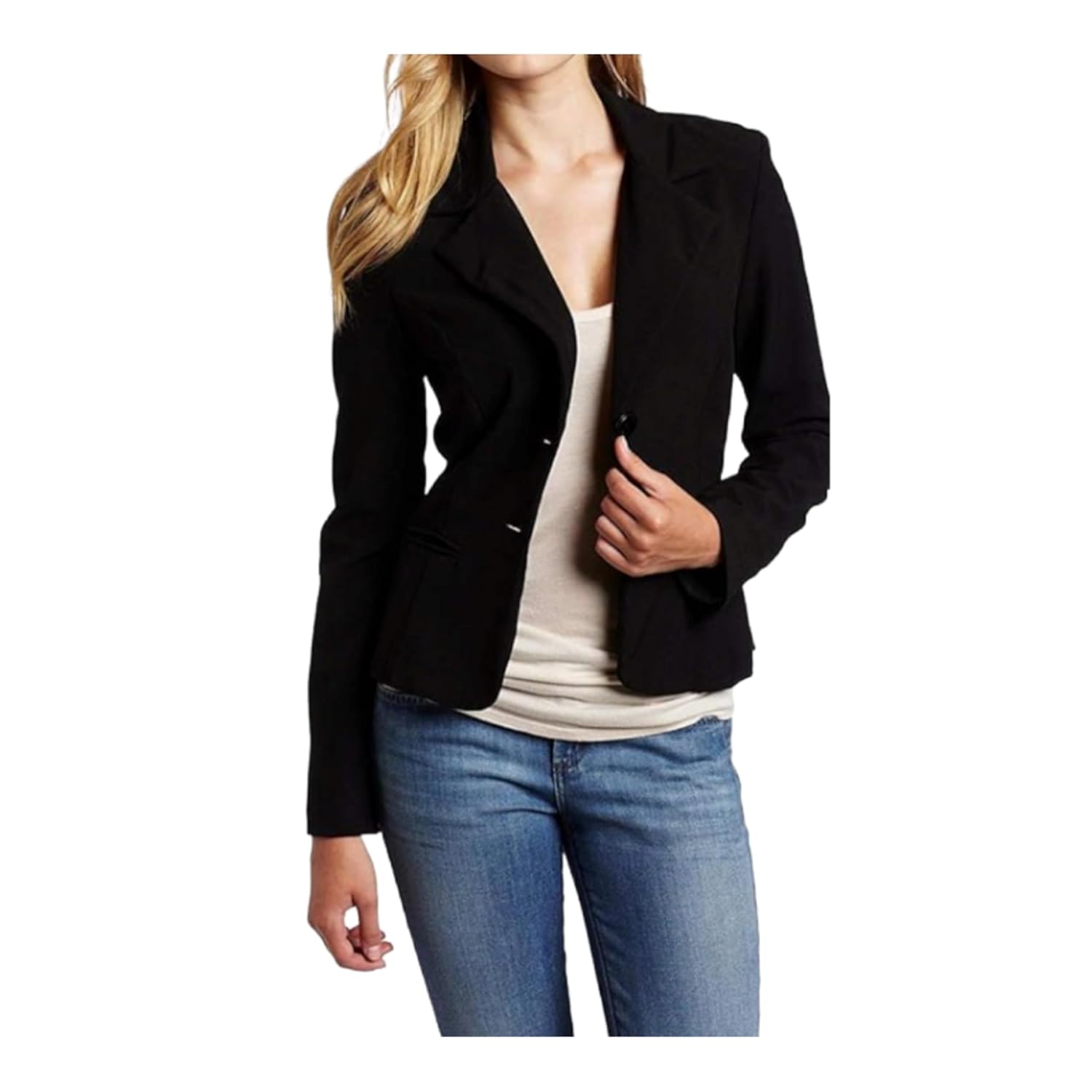 A Byer Womens Long Sleeve Button Welt Jacket Blazer New Black Large