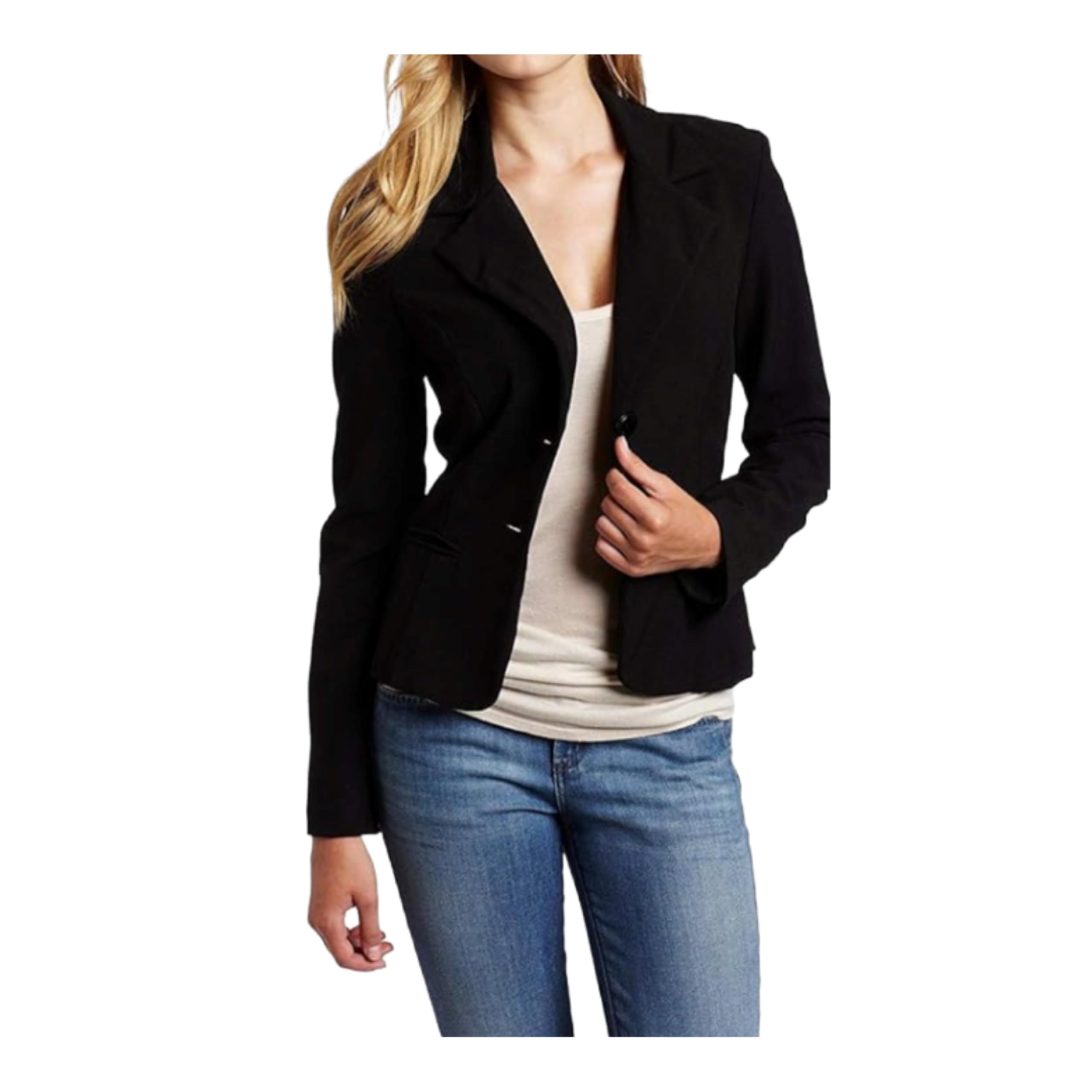 A Byer Womens Long Sleeve Button Welt Jacket Blazer New Black Large
