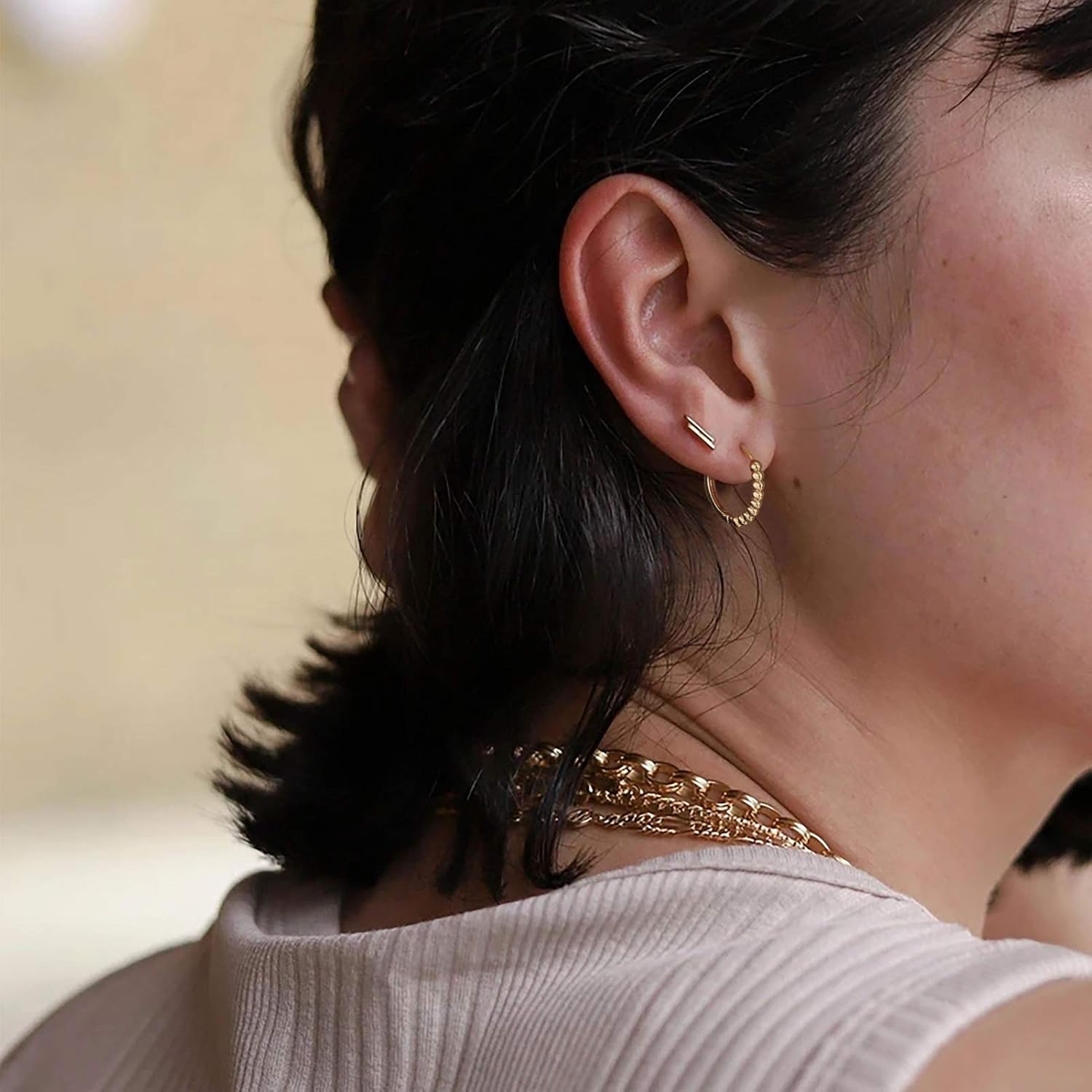 LOYATA Gold Huggie Hoop Earrings 14K Gold Plated Dainty Small Simple Hypoallergenic Jewelry Gift for Women - Image 2