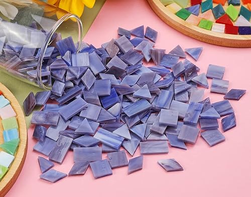 Vista 139 de Lanyani Azulejos de mosaico de vidrio para manualidades artísticas, 4 formas mixtas de vidrieras Tiffany, 200 piezas, Café