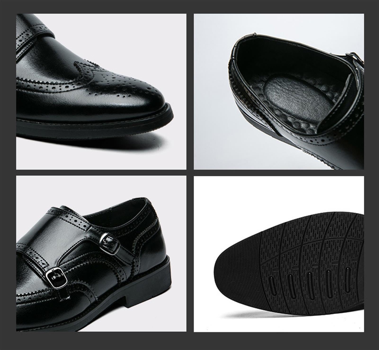 Scarpe Eleganti Uomo Doppia Fibbia Brogue Affari Cerimonia Oxfords | Scarpe Uomo Pelle PU Eleganti Fibbia Cerimonia Affari Oxford Casual Scarpe da Sposa Comode Calzature
