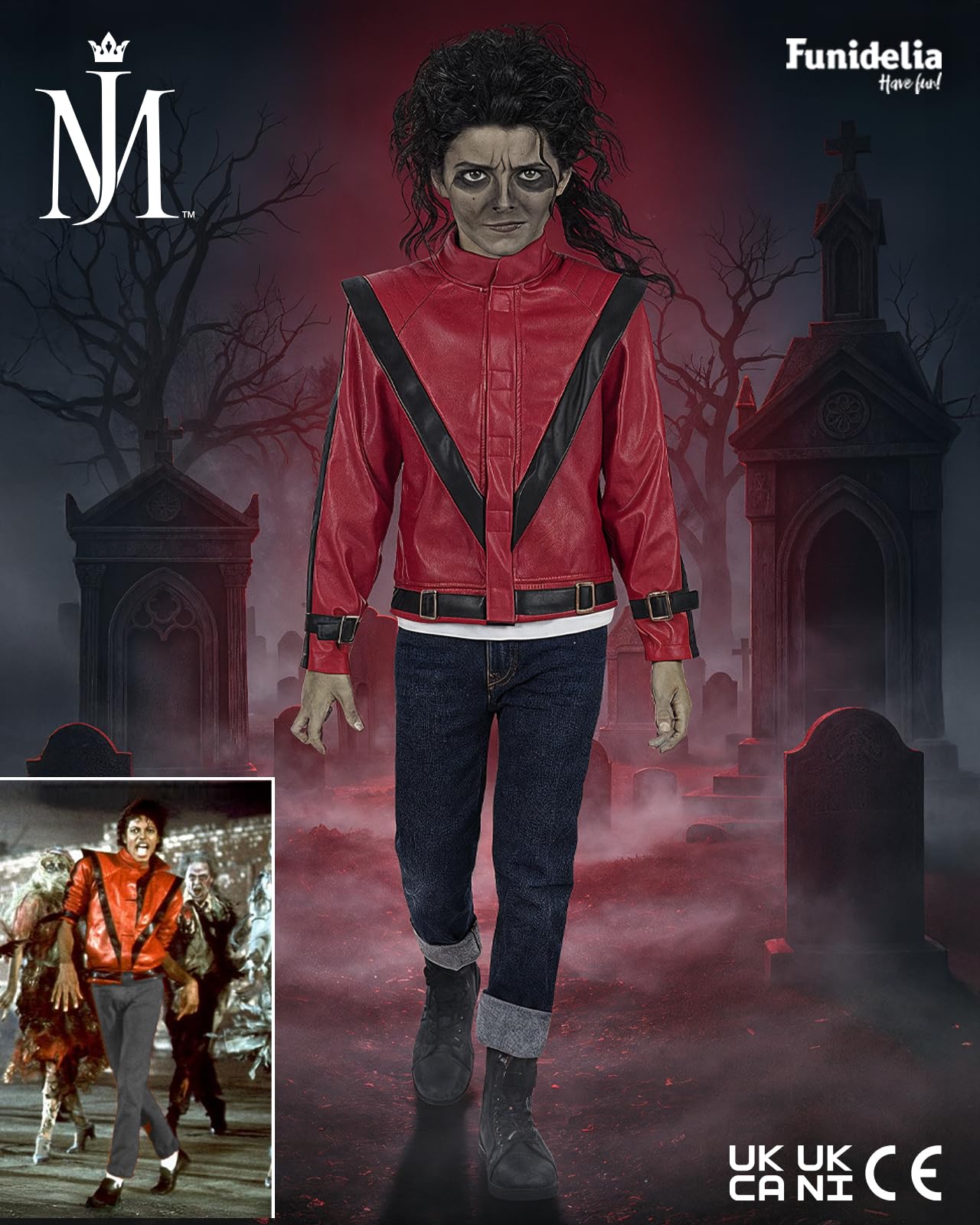 Funidelia Veste Officielle de Michael Jackson Thriller pour garçon. Accessoires de déguisements pour enfants pour fêtes, Carnaval et Halloween