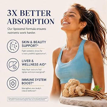 Liposomal Glutathione Supplement, 2000MG Glutathione Liposomal, 120 Count