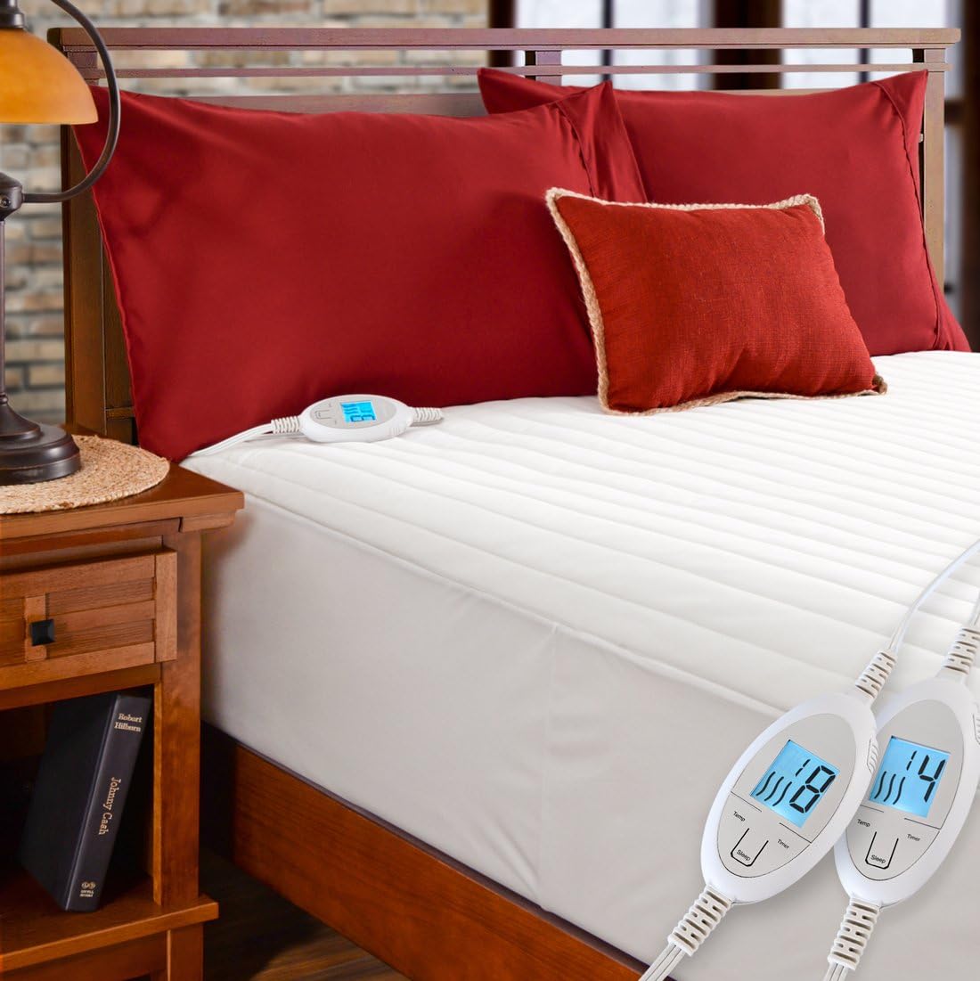 Simple Comfort Quilted Electric Heated Mattress Pad with SENSOR-SAFE Overheat Protection Technology (King Size w/Dual Controllers)
