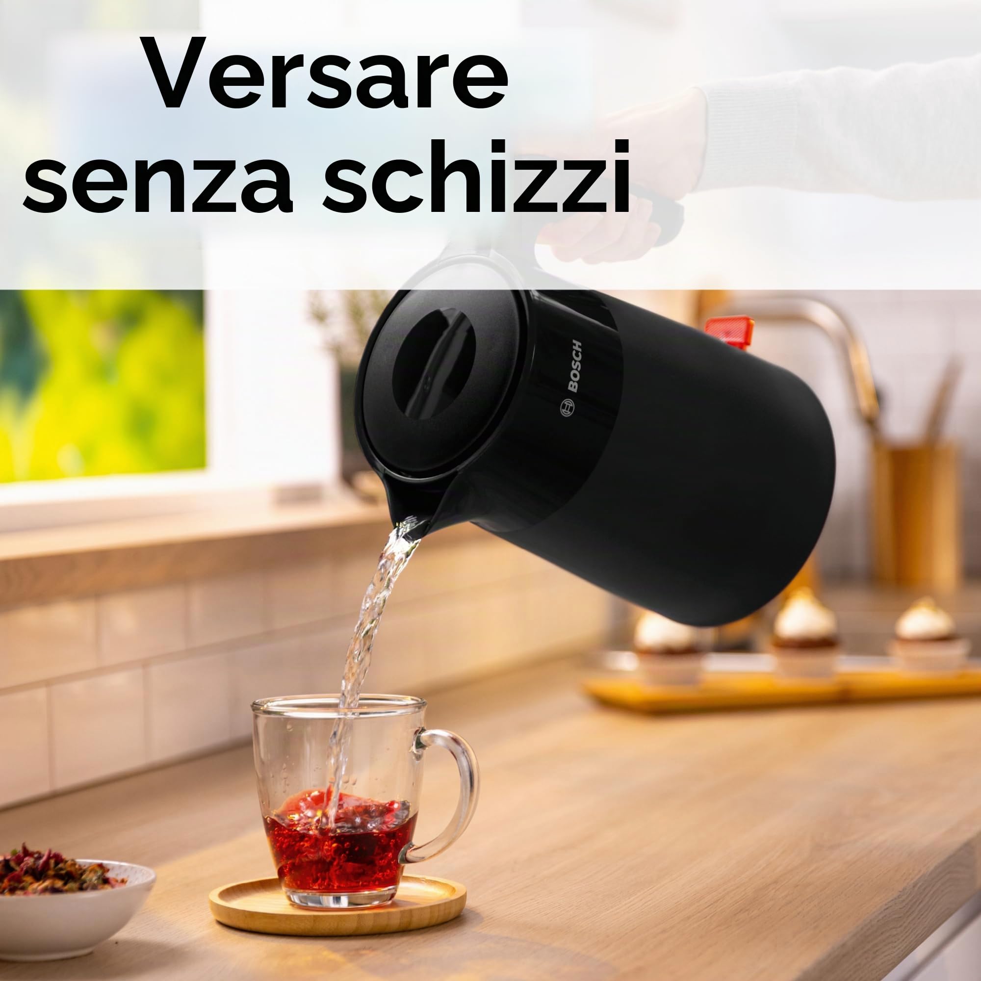 Bosch TWK2M163 Bollitore, Capacità 1.7 L, Filtro Anticalcare, Nero