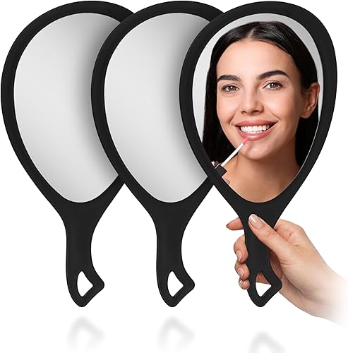 Zadro Espejo de mano grande con asa, espejos de salón para estilistas, espejo de mano grande para maquillaje, para colgar en la pared (mediano: Ónix