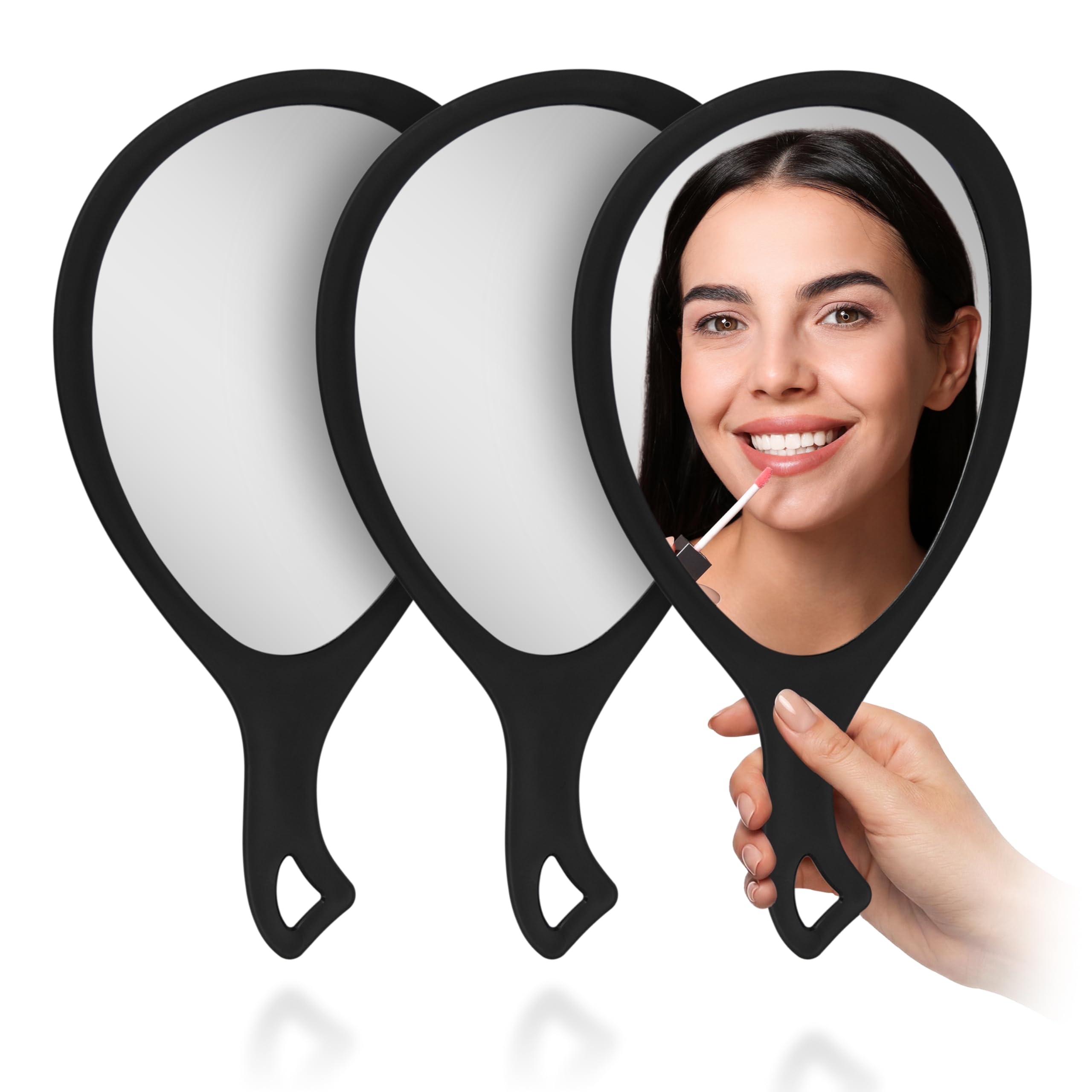Zadro Teardrop Oval Handheld Glass Mirror with Curved Handle