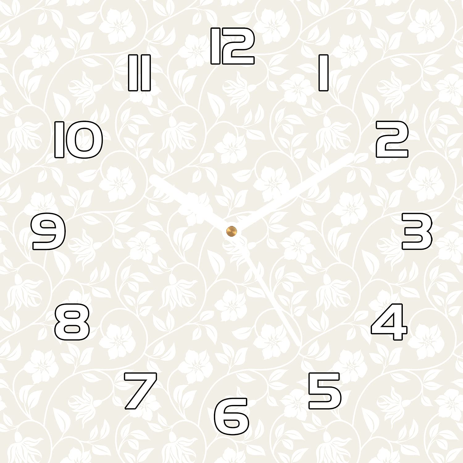 Horloge en verre sécurité Coloray motif floral avec aiguilles blanches