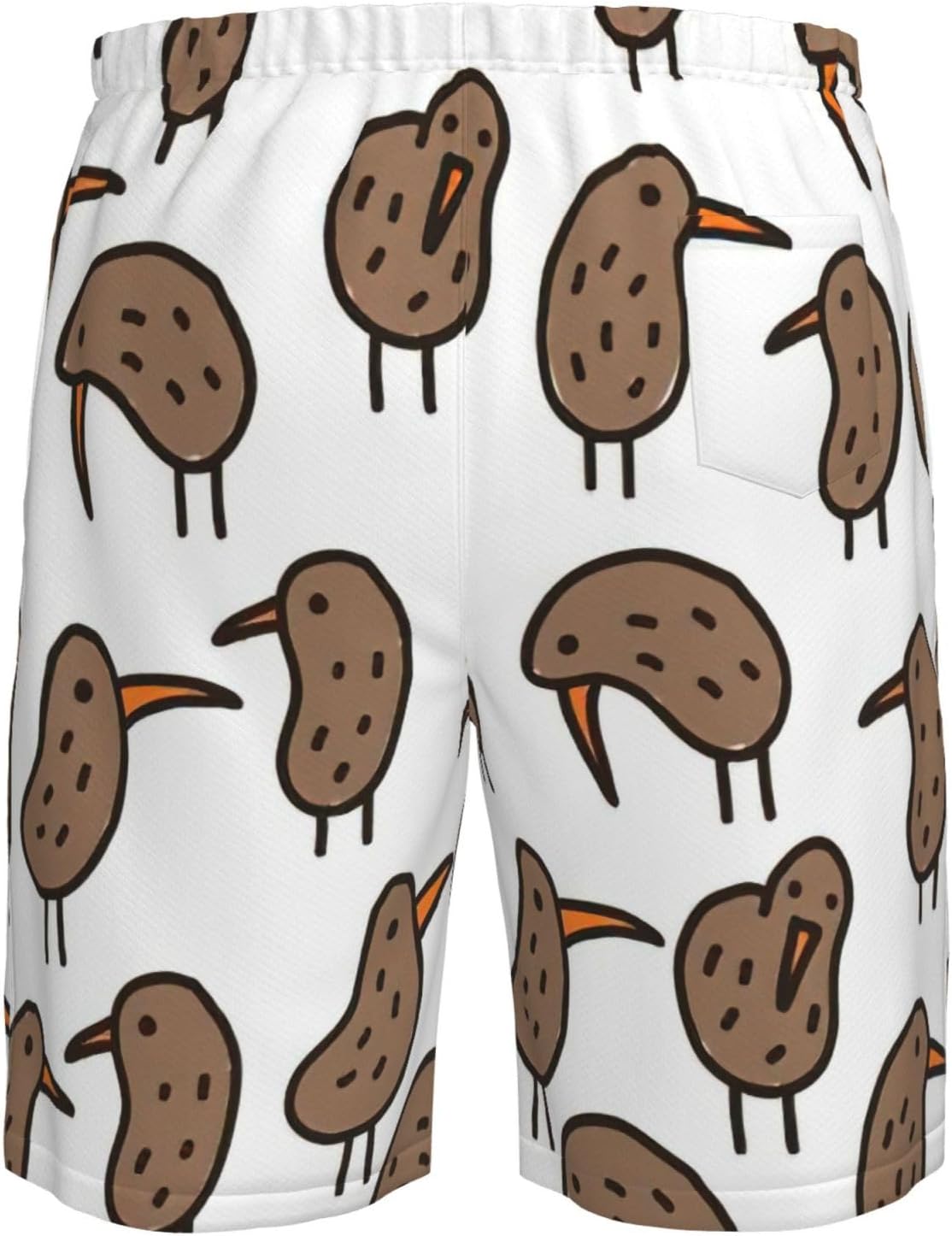 Kiwi Bird Cute Print Men's Hawaiian Beach Shorts Elastic Novelty Summer Casual Shorts with Pocket