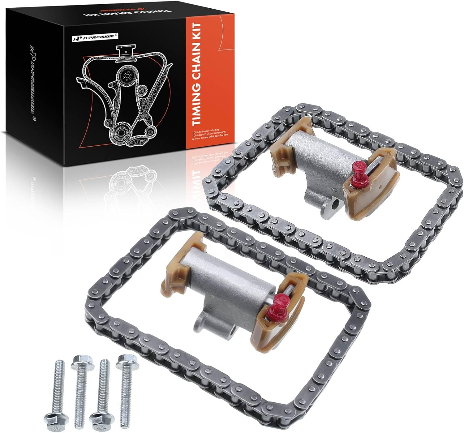 A-Premium Engine Timing Chain Kit W/Tensioner [fit DOHC, 8Cyl 3.9 4.0 4.2L] Compatible with Ford Thunderbird & Lincoln LS & Land Rover LR3, Range Rover 06-09 & Jaguar S-Type, XF, XJ8, XK8, XKR & More