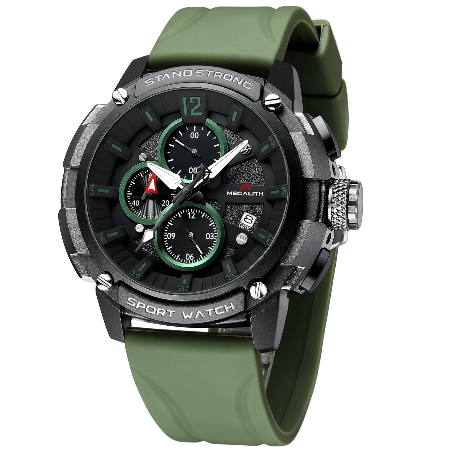 MEGALITH Heavy Duty Watches for Men: Military Sport Analog Chronograph with Luminous - Waterproof Design for Daily Casual Wear and Outdoor Sport Hiking Camping - Model 8231 — view 11