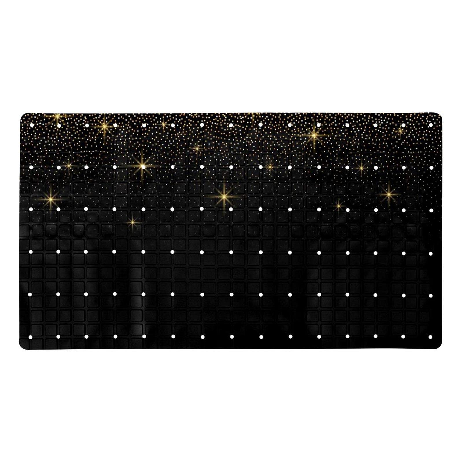 Baignoire sécurisée grâce au tapis de bain antidérapant 40x70 cm à motif étoile noir