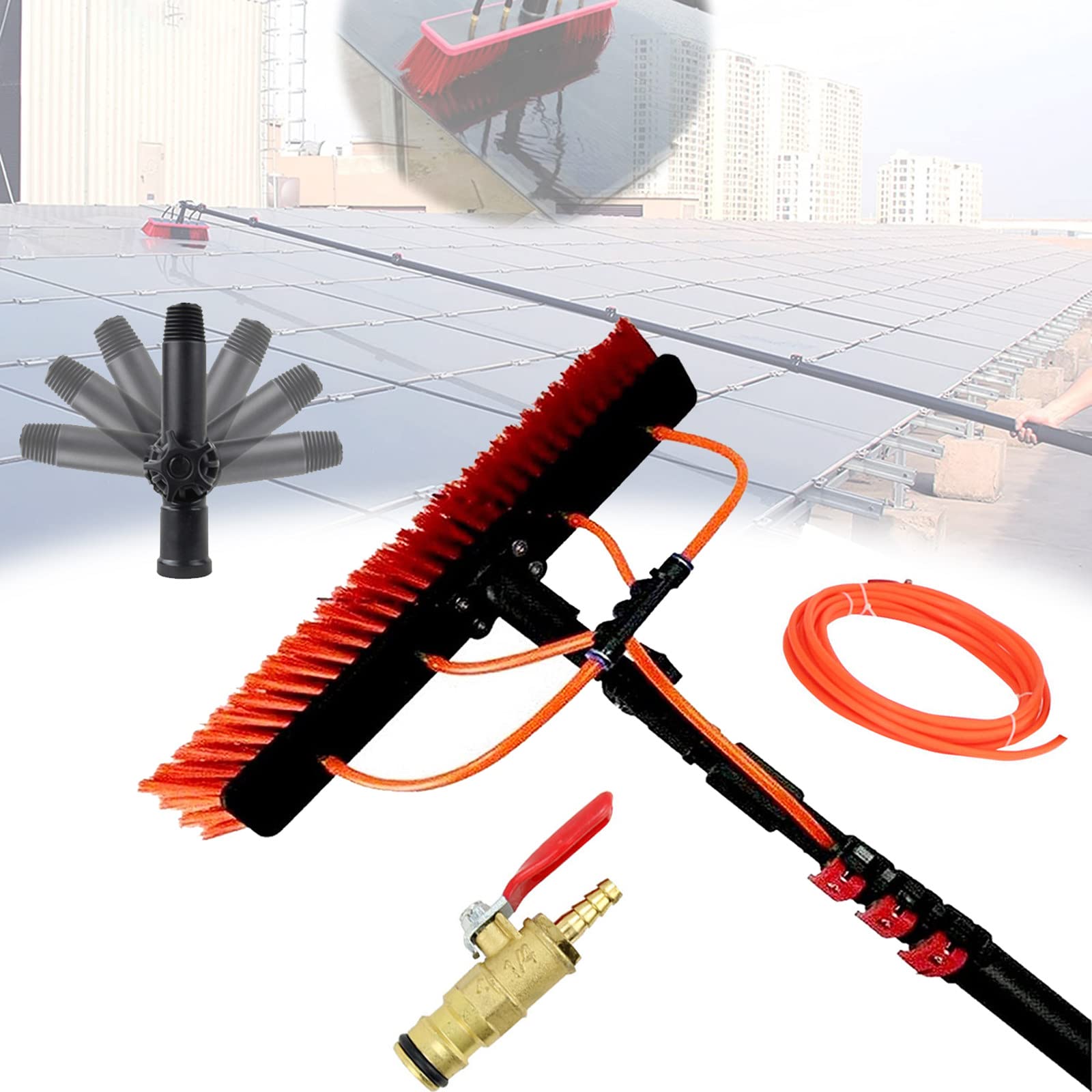 GYEQXKT Solar Panel & Window Cleaning Kit - Extendable Pole 4-12m with Brush for Efficient Outdoor Window & Roof Cleaning, Ideal for Solar Panels & Veranda Maintenance