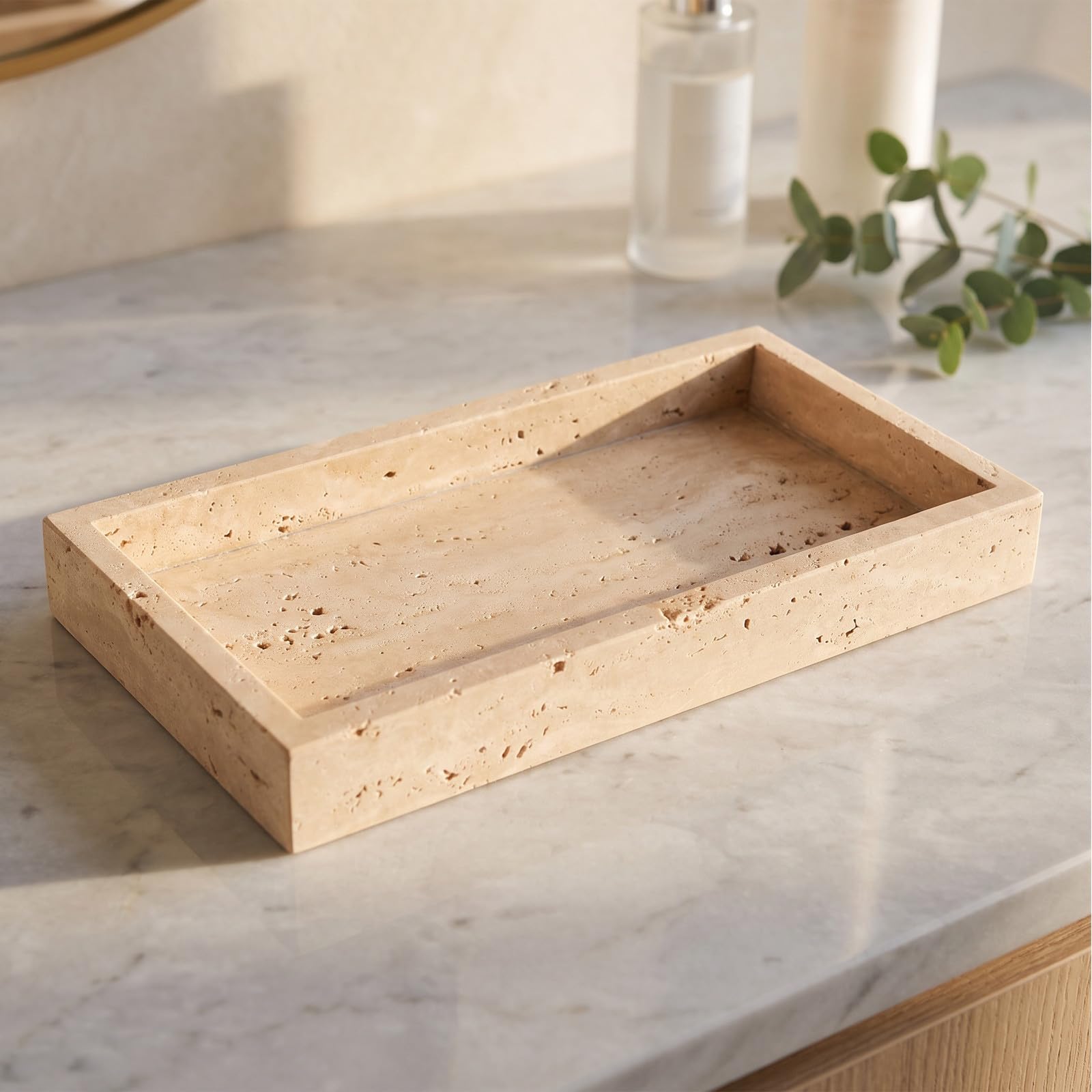EXCEART Vassoio Marmo Rettangolare 9,8x4,7 Pollici per Bagno e Cucina