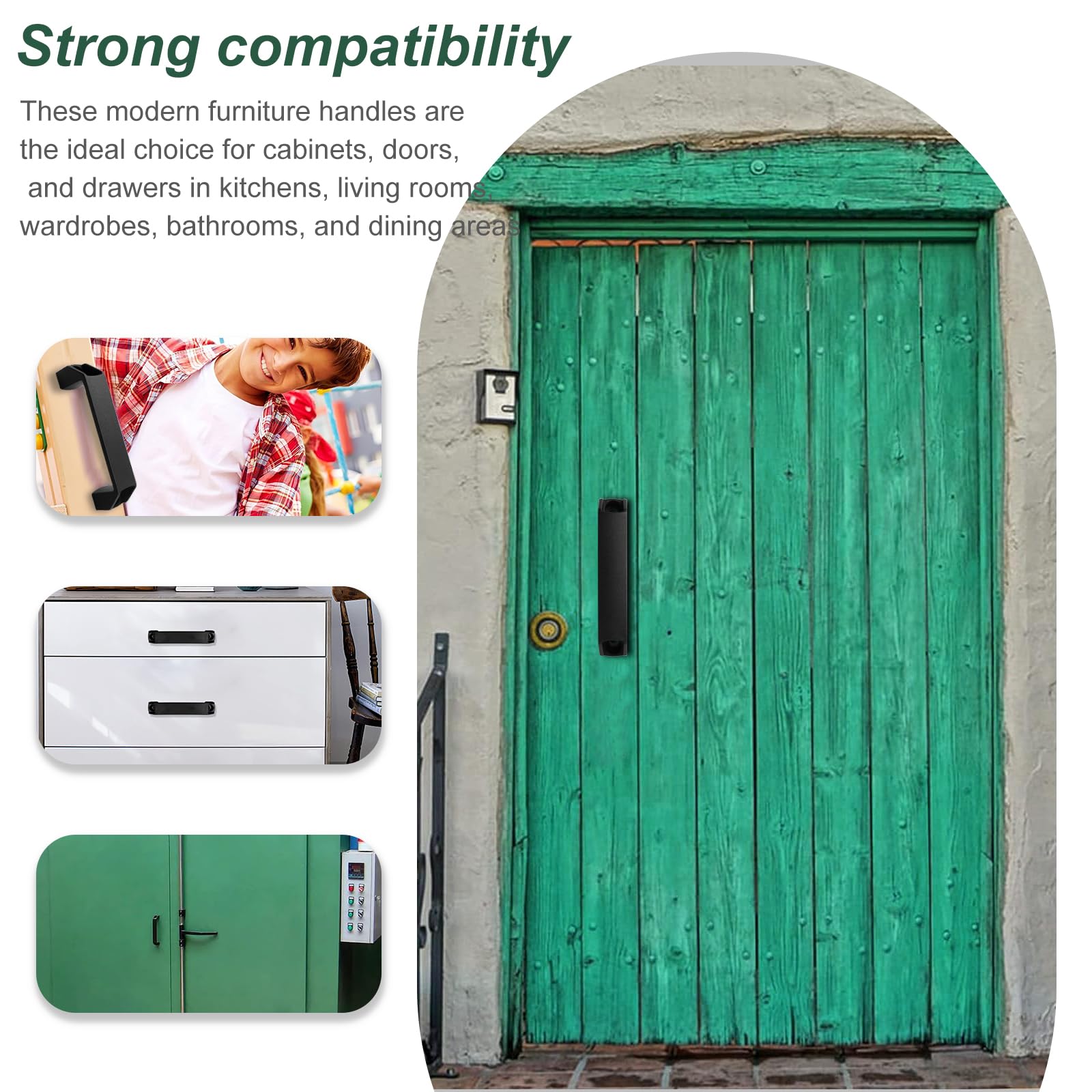 6 Maniglie Per Mobili Nere In Nylon - Distanza Fori 120mm, Per Cucina, Armadi, Design Moderno - Foto 4