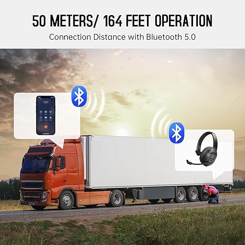 Miniatura 2 de EKSA Auriculares Bluetooth para camionero, auriculares inalámbricos con micrófono de cancelación de ruido ambiental y dongle USB, alcance de 99