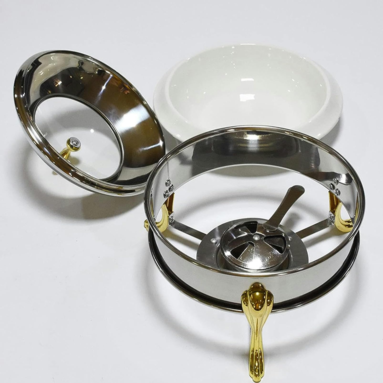 Calentador de Comida para Buffet - Bandeja calentadora de Comida, Buffet Calentador de Comida, Acero Inoxidable con Placa de Vidrio, Juego de ollas Calientes para Catering, Juego de ollas ca