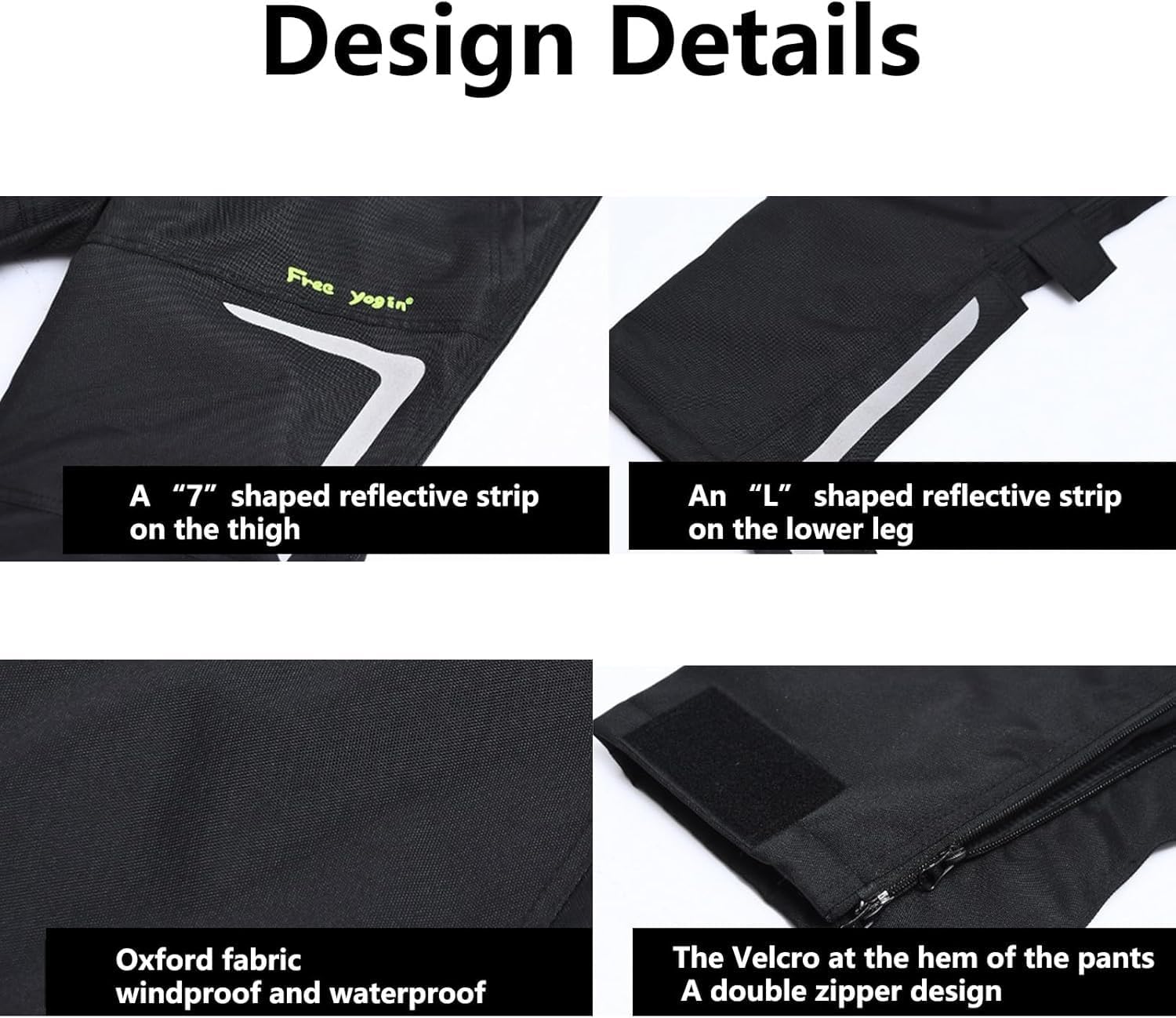 LOMENG Winter Detachable Motorcycle Riding Pants with Full Leg Zip and Armor Insulated Motorbike Overpants for Cold Weather - Image 3