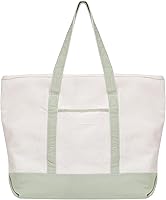 Vista 9 de Bolsa extragrande con cremallera – Bolsa de lona morada resistente para picnic, playa o compras – Bolsa de lona de algodón resistente, de calidad