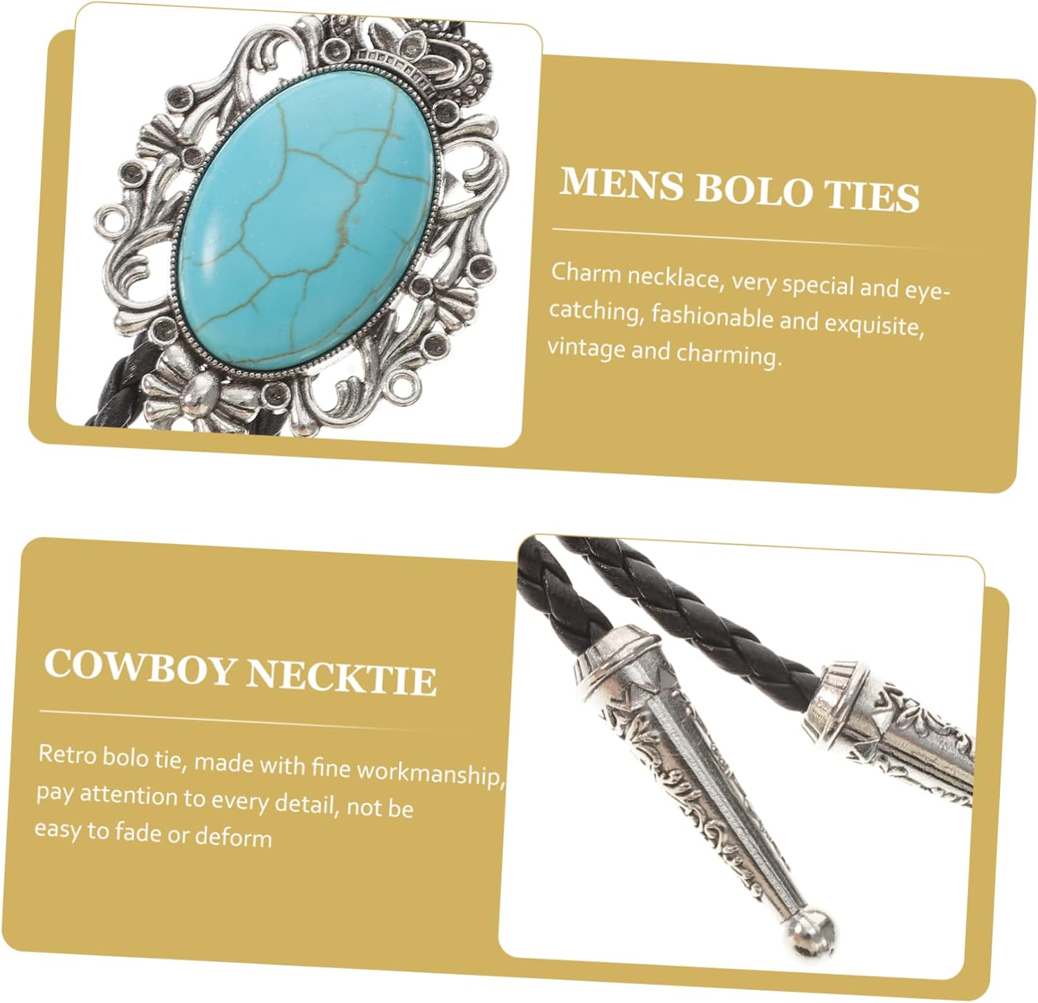 YYZKYTO 2pcs Bolo Tie Neck Accessories Agate Man