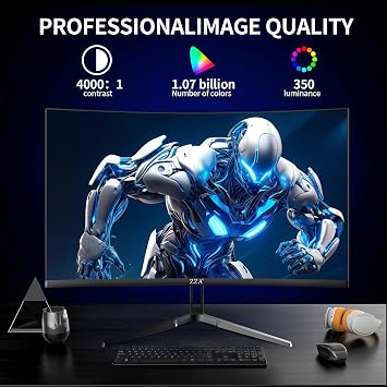 ZZA 32 Inch Curved Gaming Monitor 4K 160HZ Computer Monitor UHD 3840 * 2160P VA Screen, 1500R Curved, Supports AMD Freesync, 100% sRGB, Built-in Wall Mountable Installs(HDMI 2.1/DP 1.4)