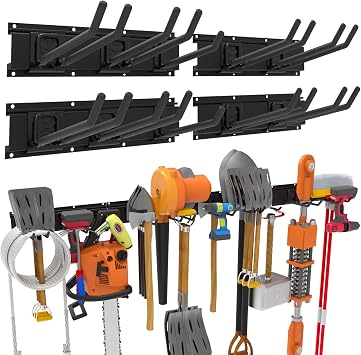 Garage Tool Organizer Wall Mount 64 Inch Garden Yard Lawn Tool Organize with 10 Hook, Heavy Organization and Storage for Shovel Rack Ladder,Garage Storage Tool for Valentines Day Gifts