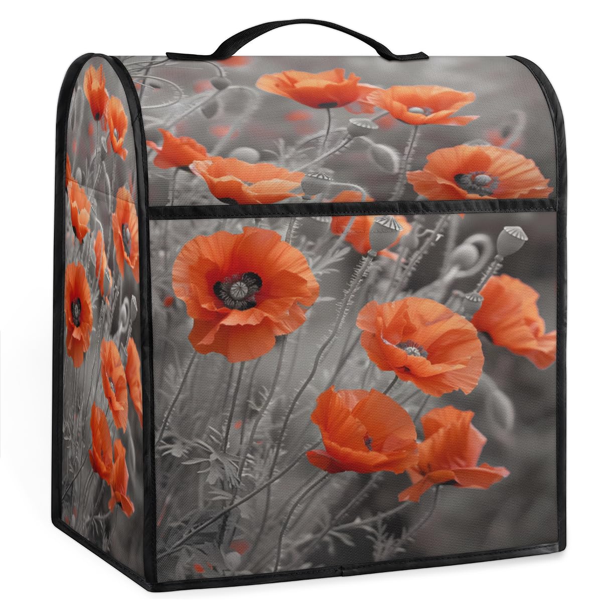Coffee Maker Cover Poppy Floral Kitchen Appliance Covers Small Appliance Covers Blender Cover Juicer Cover Dust Covers for Kitchen Appliances with Top Handle and Pockets,Washable,B901