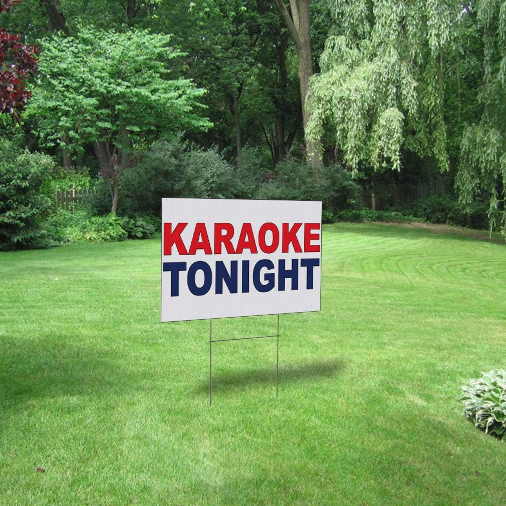 Fastasticdeals Weatherproof Yard Sign Karaoke Tonight Red Blue Lawn Garden General Music 24x18 Inches 1 Side Print