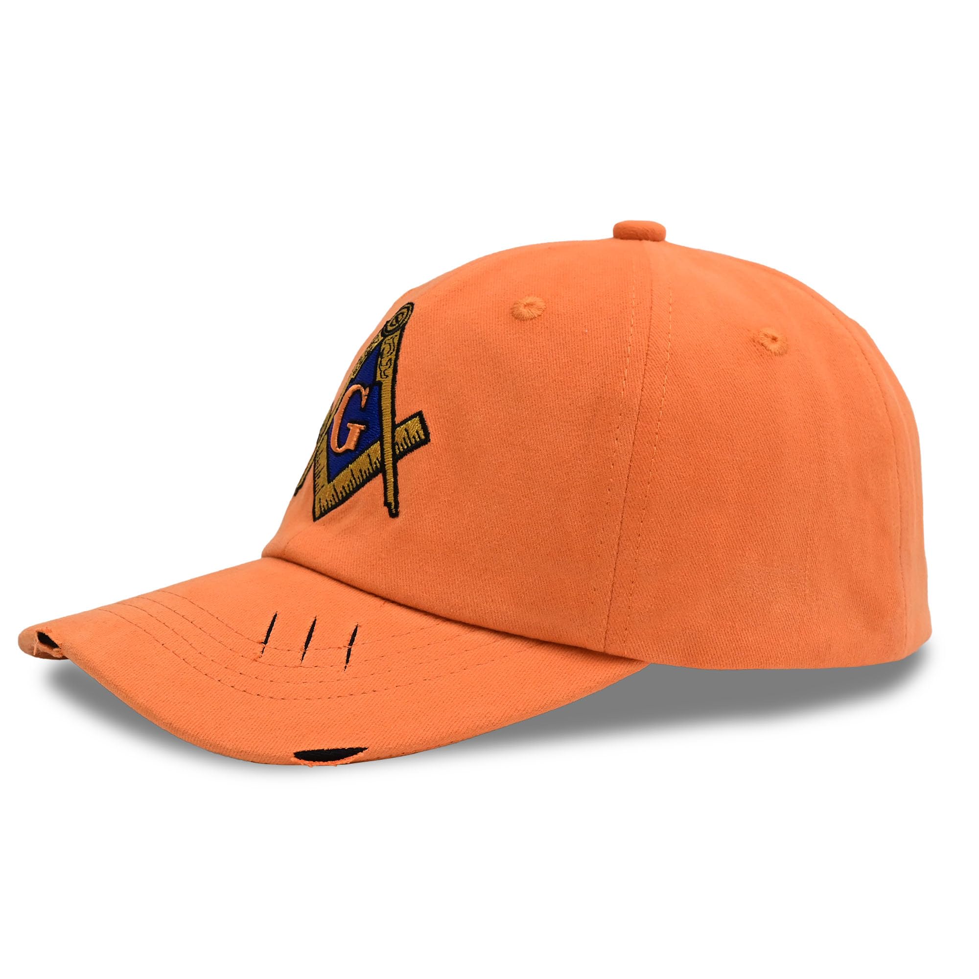 Embroidered Freemason Baseball Cap for Men and Women, 100% Cotton Adjustable Thickened Masonic Mason Classic Hat, Orange, One size