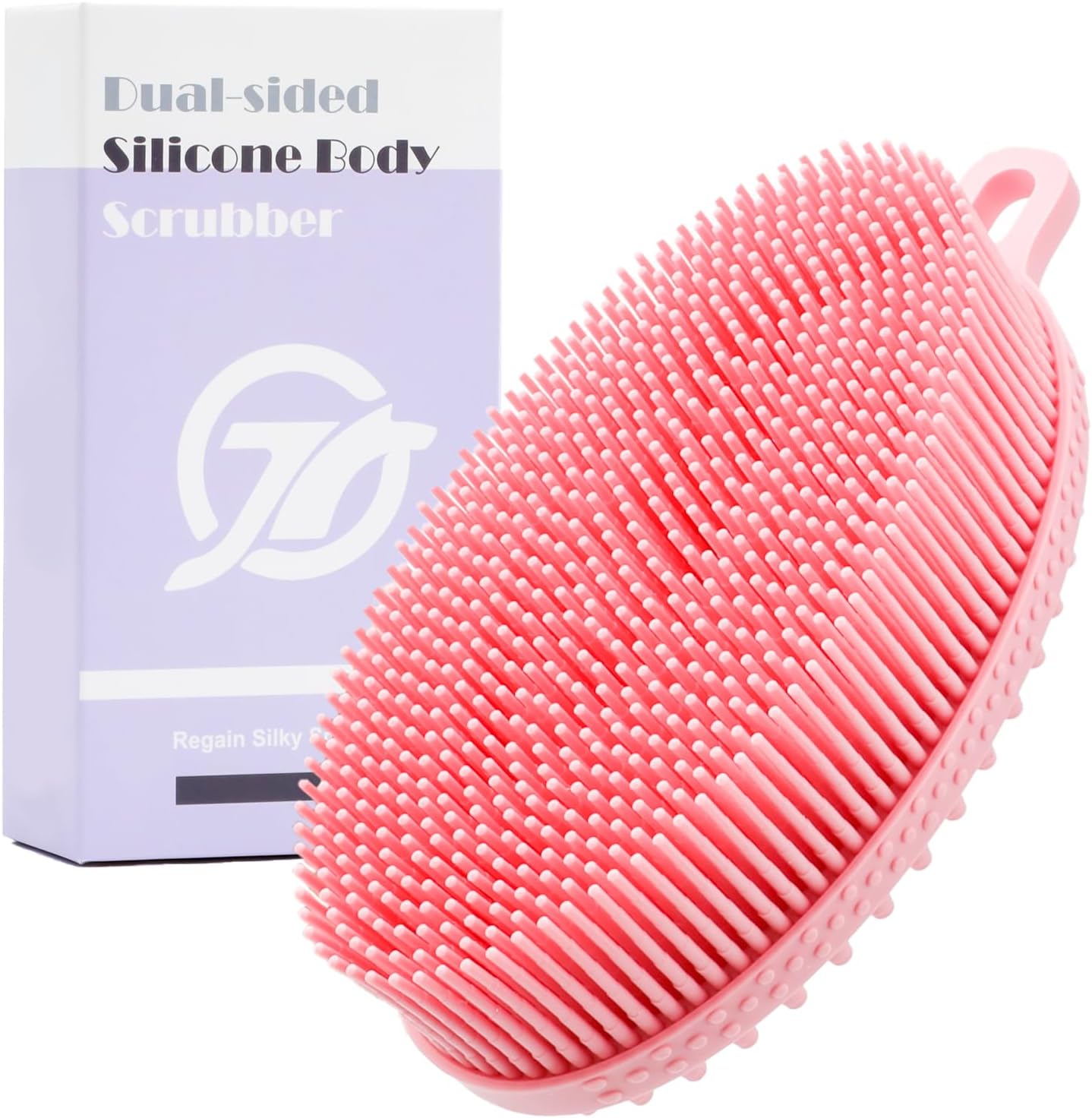 FREATECH Silicone Body Scrubber Gentle Exfoliating Bath Shower Body Cleansing Brush, More Hygienic Than Loofah, Easy to Clean and Durable, for Men Women Kids, Sensitive Skin, Pink