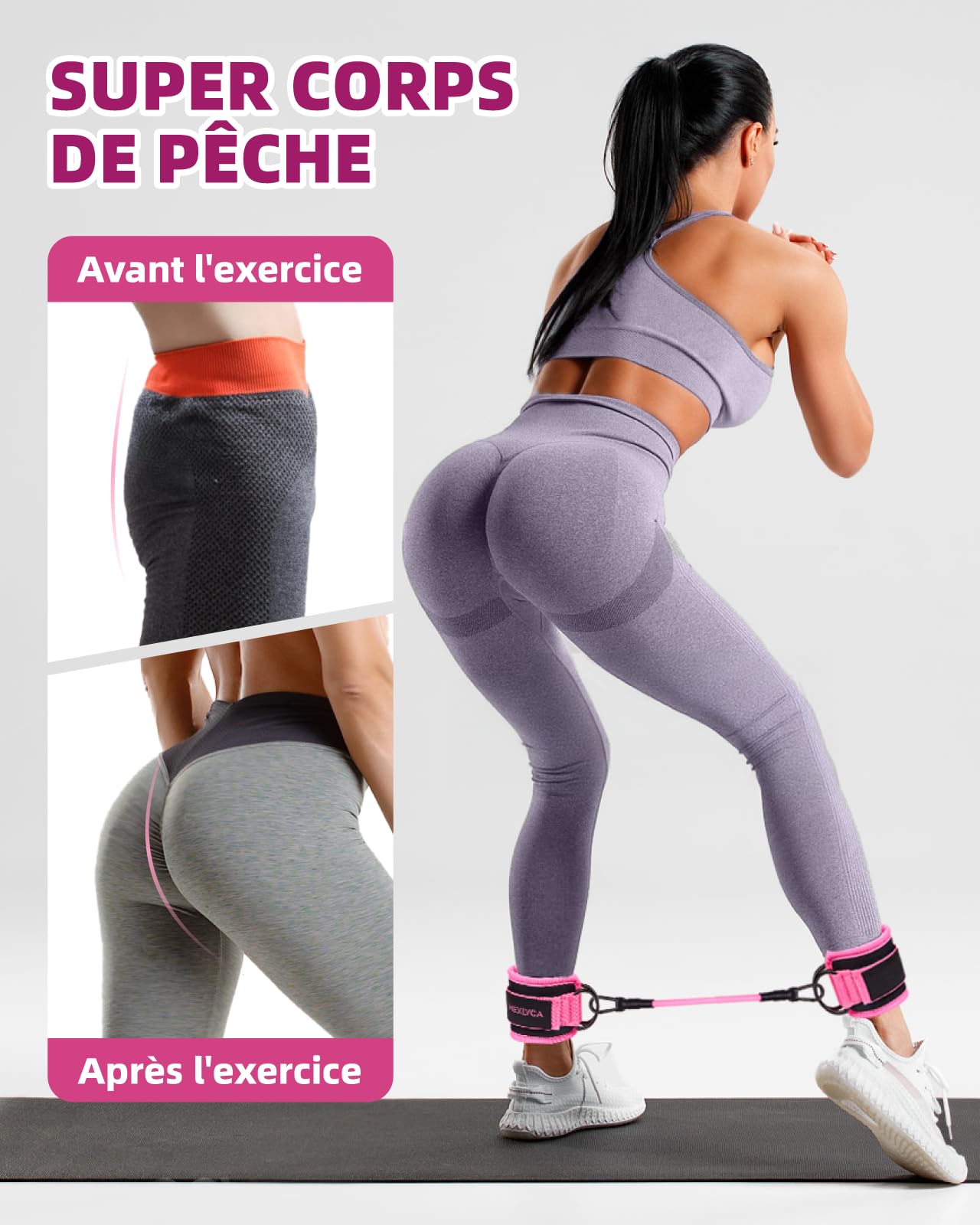 Kit Élastique Musculation 12 pièces Bandes de Résistance 5-40 lbs Sangles Cheville 10-30 lbs avec Sac