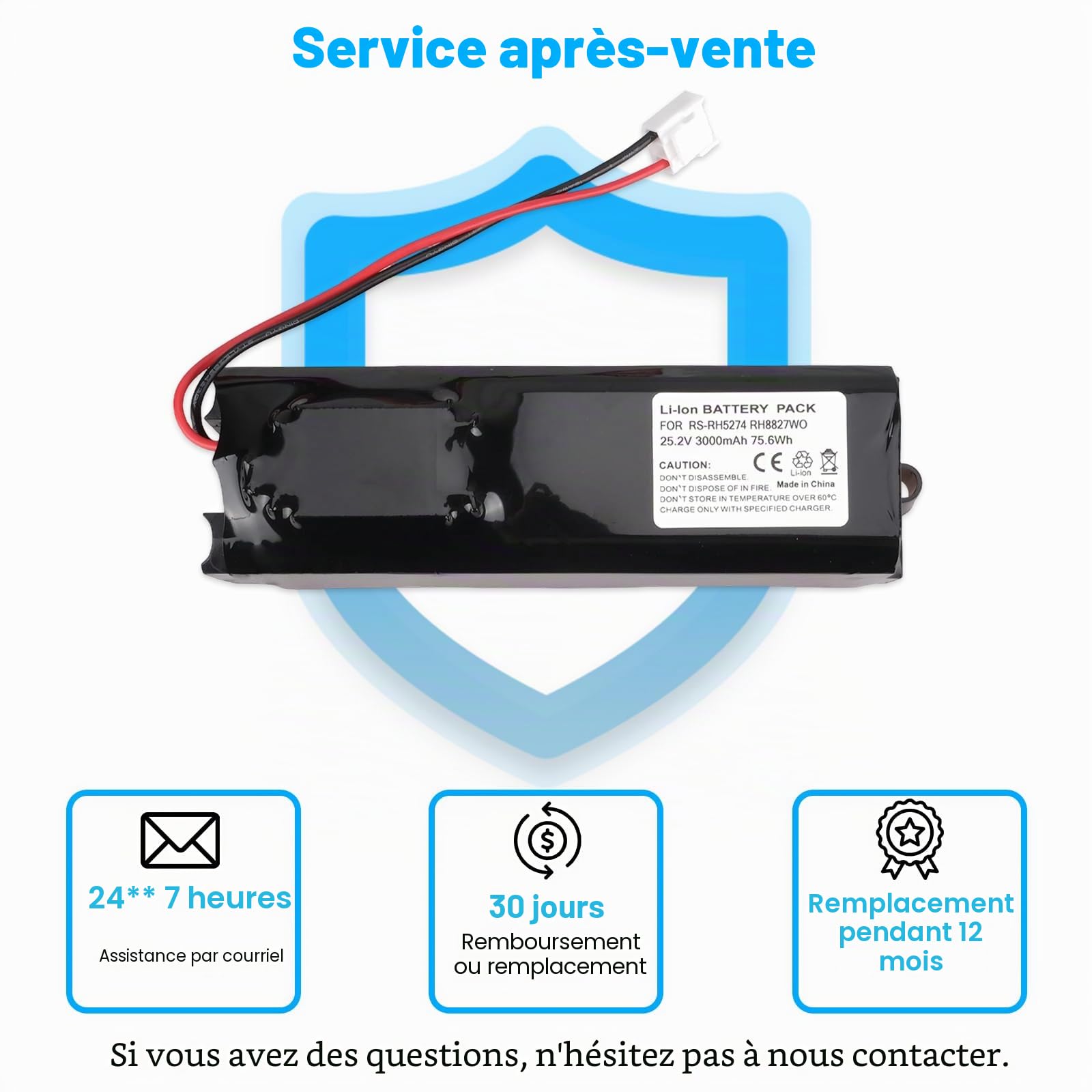 25,2V 3000mAh Batterie Compatible avec Rowenta RS-RH5274 RH8827WO RH8828WO RH8829WO RH8870WO RH887101 RH8827WO/2D0 RH8827WO/2D2 RH8827WO2D0, RS-2230001688 RS-2230001828