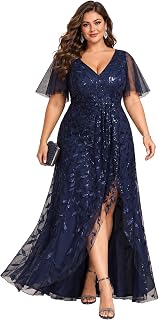 Ever-Pretty Women's Sequin High Low Plus Size Formal Dresses Evening Gown