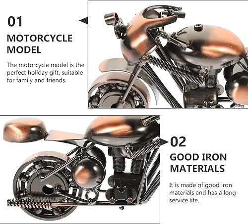 Miniatura 4 de Motocicleta de metal retro, estilo vintage, de hierro forjado, modelo de motocicleta, artesanía, escultura de arte de hierro coleccionable para