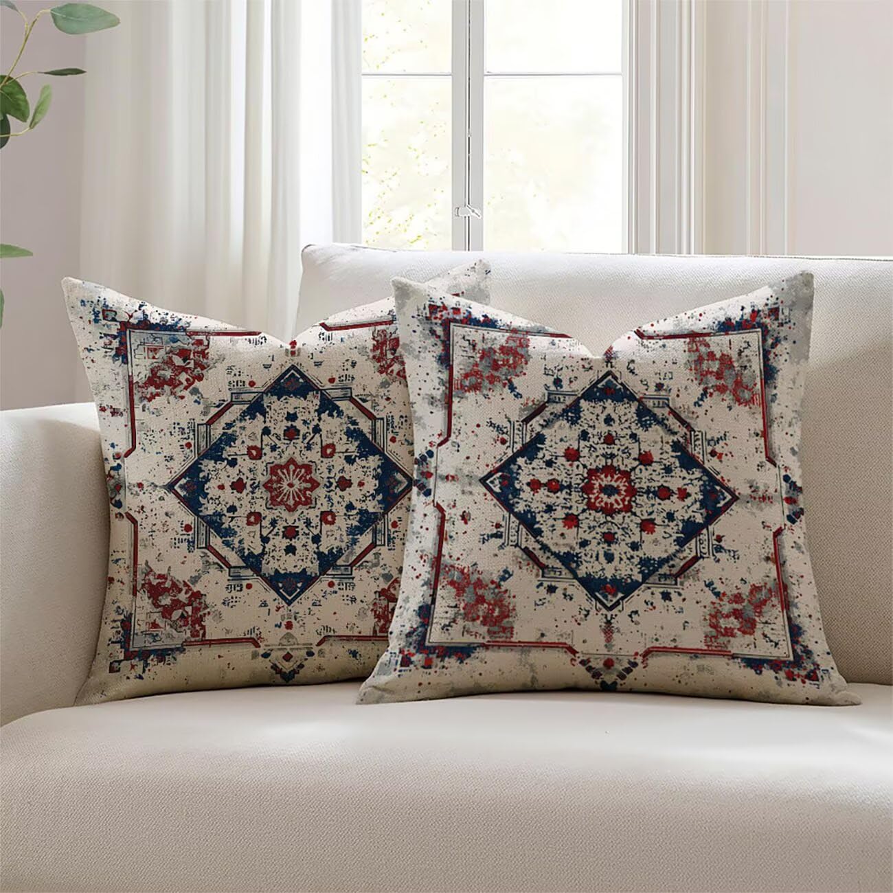 Housse de coussin 65x65 aspect lin de qualité supérieure pour l'intérieur et l'extérieur