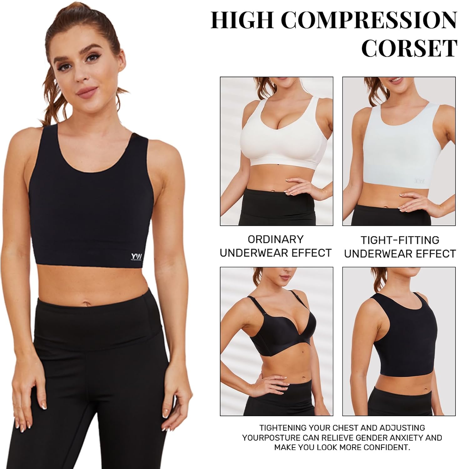 Chest Binder:- Female Transgender - FTM Binder Bra for Large Breast Women's Compression Top (Nude, Large)