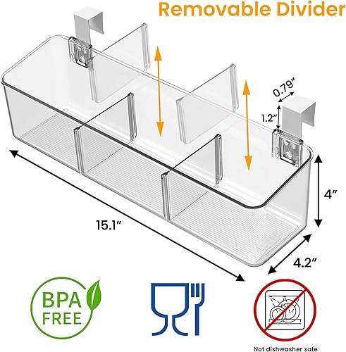 Miniatura 8 de vacane Paquete de 2 organizadores de plástico para puerta de armario con ganchos extraíbles, cestas colgantes transparentes para organizar soporte