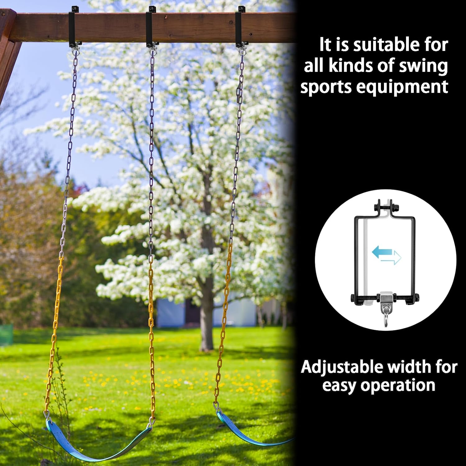 2 Heavy Duty Swing Hangers with Sets Snap Hooks, Swing Set Accessories for Wooden Sets Hardware Swing Set Attachments Porch Playground Indoor Outdoor