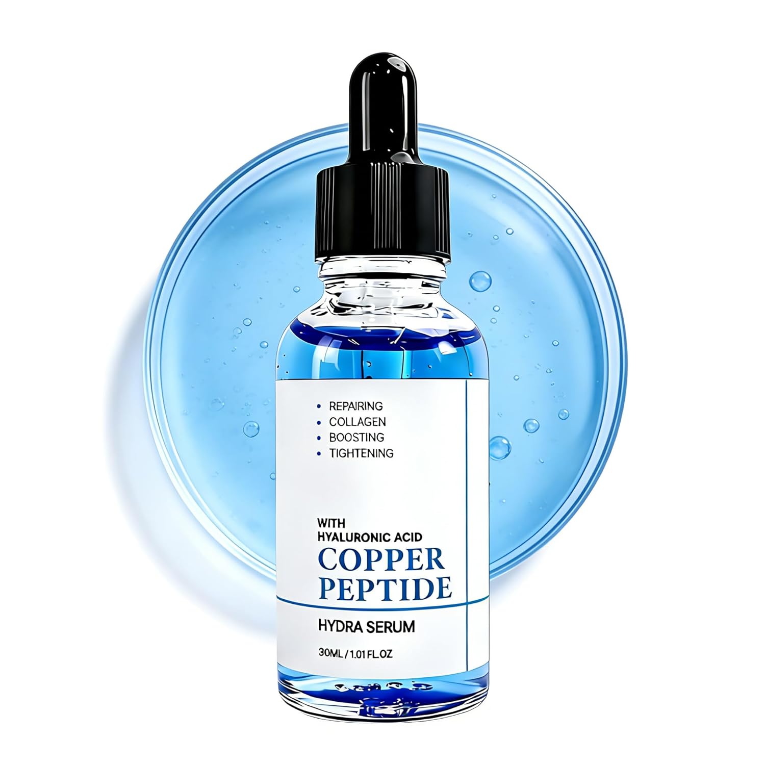 YLEISTWO Copper Peptide Hyaluronic Acid Serum, GHK-Cu Age-Defying Face Serum, Collagen Boosting, Skin Barrier Support, Firming, Hydrating Serum for Visible Fine Lines, 30ML