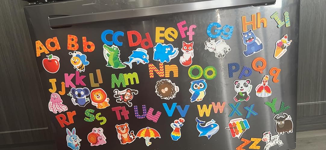 26 Aimants Lettres ABC Avec Animaux – Réfrigérateur – 6,2 Cm – Papier Magnétique – Pour Apprendre En S’amusant – Dès 3 Ans